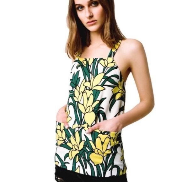 Topshop Tops - TopShop Yellow Floral Tank with Pockets